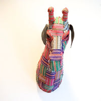 Large Vintage Faux Mixed Media Textile Giraffe Head Mount