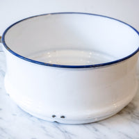 Vintage Set of 4 Swedish White Enamel Stacking Canisters with Original Metal Organizing Rack