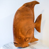 Unique Extra Large Vintage Solid Wood Hand Carved Fish