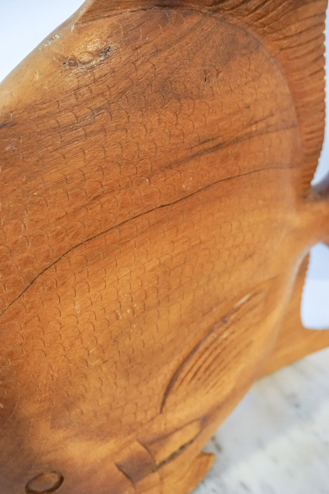 Unique Extra Large Vintage Solid Wood Hand Carved Fish