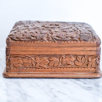 Gorgeous Vintage Hand Carved Wooden Jewelry/Trinket Box