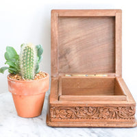 Gorgeous Vintage Hand Carved Wooden Jewelry/Trinket Box