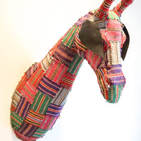 Large Vintage Faux Mixed Media Textile Giraffe Head Mount