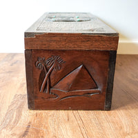 Wood Humidor / Tobacco Pipe Chest with Genuine Turquoise Inset Stones and Original Hand Written Letter