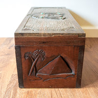 Wood Humidor / Tobacco Pipe Chest with Genuine Turquoise Inset Stones and Original Hand Written Letter