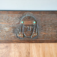 Wood Humidor / Tobacco Pipe Chest with Genuine Turquoise Inset Stones and Original Hand Written Letter