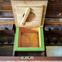 Wood Humidor / Tobacco Pipe Chest with Genuine Turquoise Inset Stones and Original Hand Written Letter