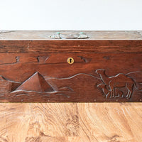 Wood Humidor / Tobacco Pipe Chest with Genuine Turquoise Inset Stones and Original Hand Written Letter