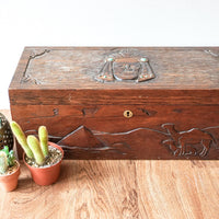 Wood Humidor / Tobacco Pipe Chest with Genuine Turquoise Inset Stones and Original Hand Written Letter