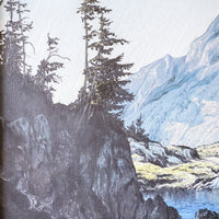 Gorgeous Vintage 1974 Snowy Grand Tetons Alpine Lake Painting with Original Wood Frame - Signed by Artist Connie Robinson
