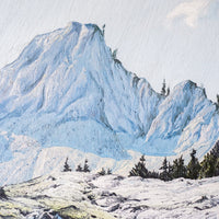 Gorgeous Vintage 1974 Snowy Grand Tetons Alpine Lake Painting with Original Wood Frame - Signed by Artist Connie Robinson
