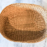 Vintage Woven Natural Oval Basket with Lid