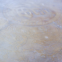 Stunning Vintage Mid-Century Two-Tiered Round Brass Coffee Table with Folding Teak Legs