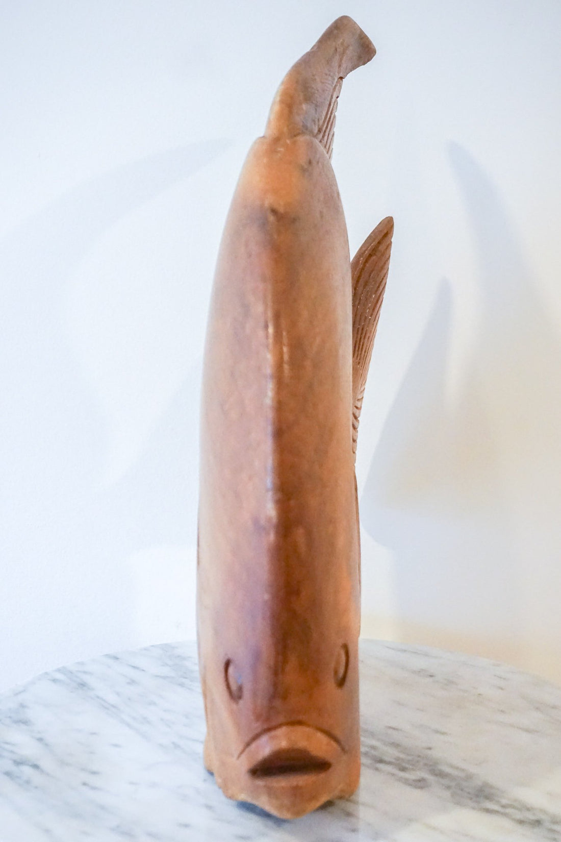 Unique Extra Large Vintage Solid Wood Hand Carved Fish