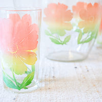 Set of 7 Vintage Flower Tumblers and Matching Pitcher