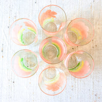 Set of 7 Vintage Flower Tumblers and Matching Pitcher