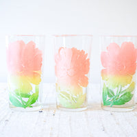 Set of 7 Vintage Flower Tumblers and Matching Pitcher