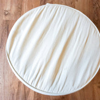Large Vintage Woven Bentwood Bamboo Ottoman with White Cushion
