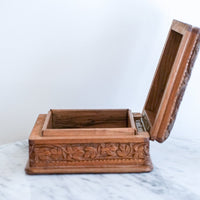 Gorgeous Vintage Hand Carved Wooden Jewelry/Trinket Box