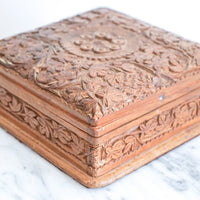 Gorgeous Vintage Hand Carved Wooden Jewelry/Trinket Box