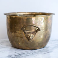Hammered Brass Lion Planter with Decorative Handles