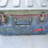 Aluminum Industrial Vintage Latching Military Metal Medic Box with Original Hardware and Graphics
