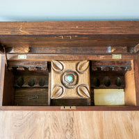 Wood Humidor / Tobacco Pipe Chest with Genuine Turquoise Inset Stones and Original Hand Written Letter