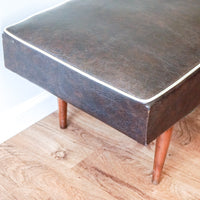 Midcentury Bench Stool Naugahyde