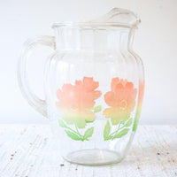 Set of 7 Vintage Flower Tumblers and Matching Pitcher