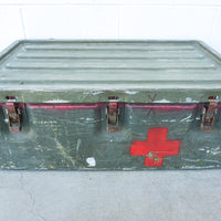 Aluminum Industrial Vintage Latching Military Metal Medic Box with Original Hardware and Graphics