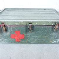 Aluminum Industrial Vintage Latching Military Metal Medic Box with Original Hardware and Graphics
