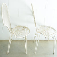 Midcentury Fanned Metal Patio Outdoor Chairs Set of Two