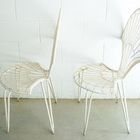 Midcentury Fanned Metal Patio Outdoor Chairs Set of Two