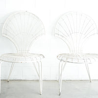Midcentury Fanned Metal Patio Outdoor Chairs Set of Two