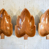 Monkey Pod Wood Artichoke Leaf Style Serving Bowls Set of Seven
