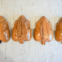 Monkey Pod Wood Artichoke Leaf Style Serving Bowls Set of Seven