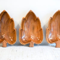 Monkey Pod Wood Artichoke Leaf Style Serving Bowls Set of Seven