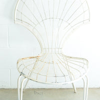Midcentury Fanned Metal Patio Outdoor Chairs Set of Two