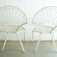 Midcentury Fanned Metal Patio Outdoor Chairs Set of Two