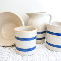 Roseville Crock Pottery Bowl Pitcher and Utensil Holder (Sold Separately)