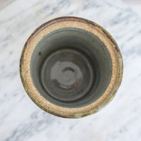 Ceramic Pottery Canister Jar with Lid with Blue Drip Glaze Detailing