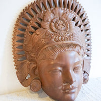 Women's Face Carved Wood Balinese Wall Art