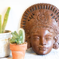Women's Face Carved Wood Balinese Wall Art