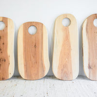 Moroccan Raw Olive Wood Tray / Charcuterie Board with White Moroccan Red Clay Bowl and Mini Olive Wood Spoon (Sets Sold Separately)