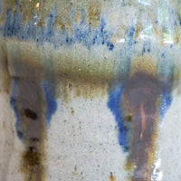 Ceramic Pottery Canister Jar with Lid with Blue Drip Glaze Detailing