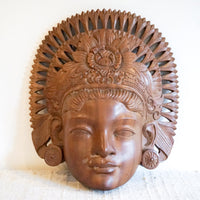 Women's Face Carved Wood Balinese Wall Art