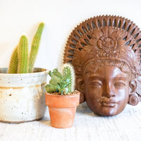 Women's Face Carved Wood Balinese Wall Art