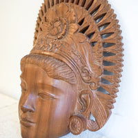 Women's Face Carved Wood Balinese Wall Art