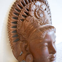 Women's Face Carved Wood Balinese Wall Art