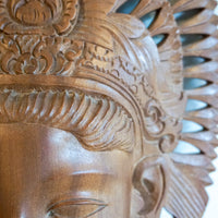 Women's Face Carved Wood Balinese Wall Art
